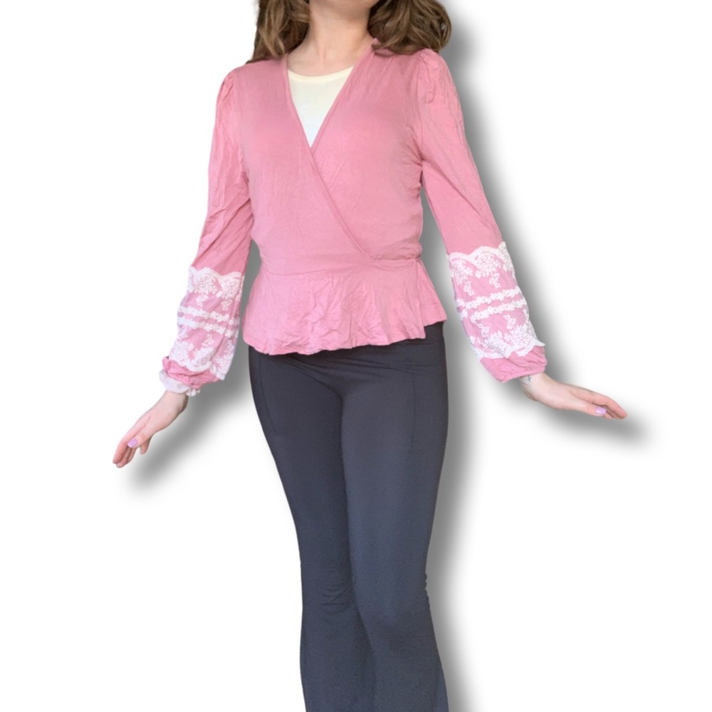 Francesca’s Pink String Tied Blouse